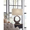 Ashley Furniture Signature Design Lamps - Contemporary Saria Antique Silver Finish Metal Table Lamp