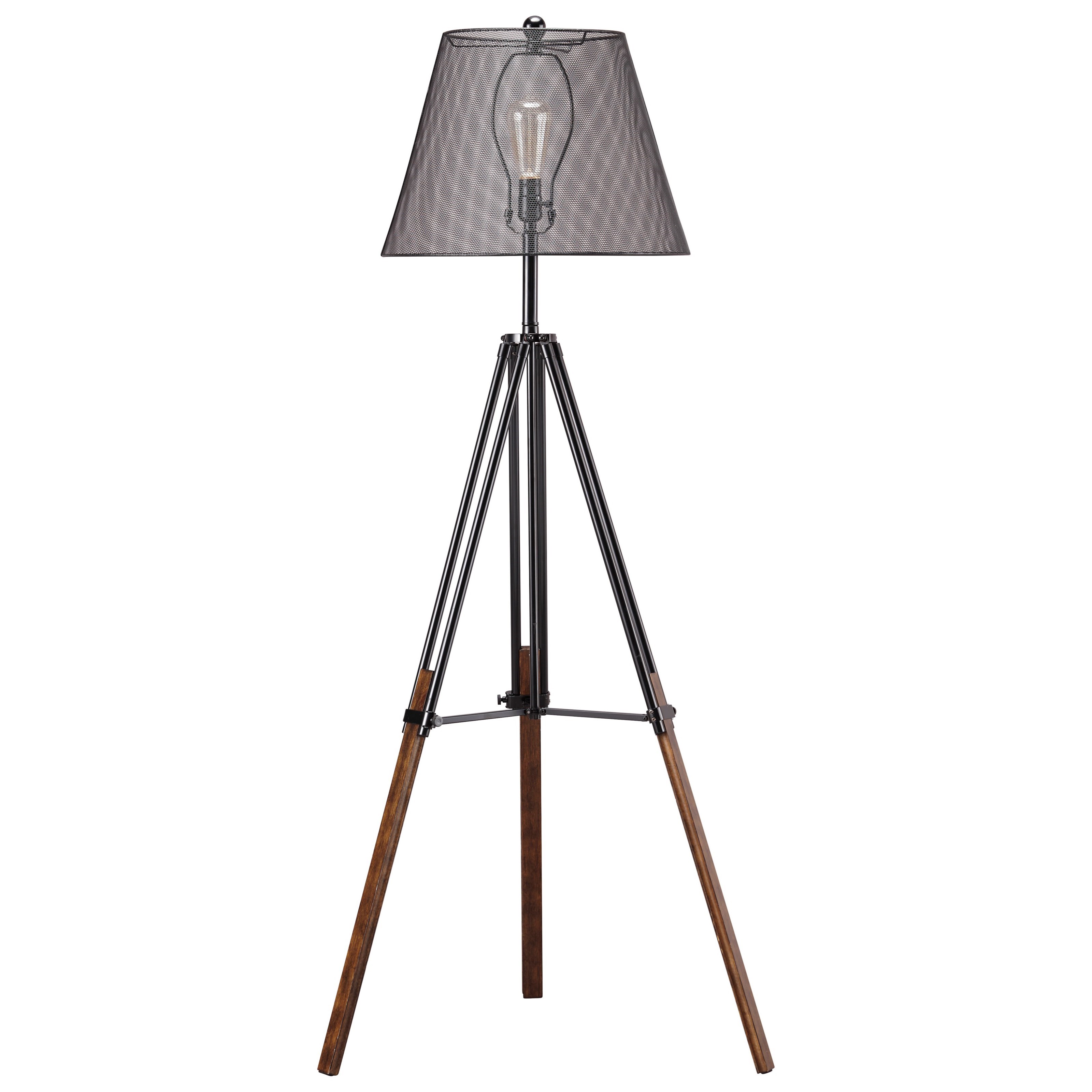 Leolyn Black/Brown Metal Floor Lamp