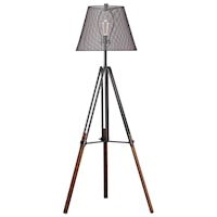 Leolyn Black/Brown Metal Floor Lamp