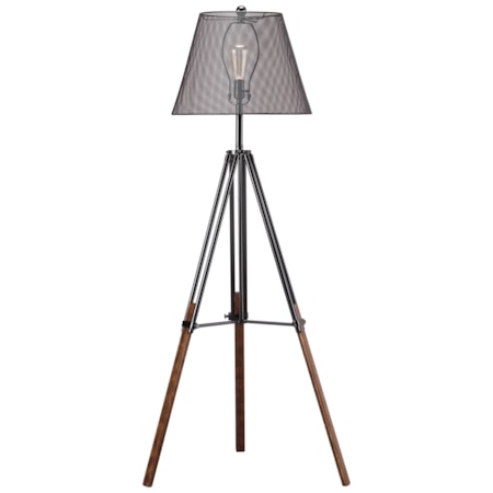 Leolyn Black/Brown Metal Floor Lamp