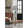 Signature Design by Ashley Lamps - Contemporary Leolyn Black/Brown Metal Floor Lamp