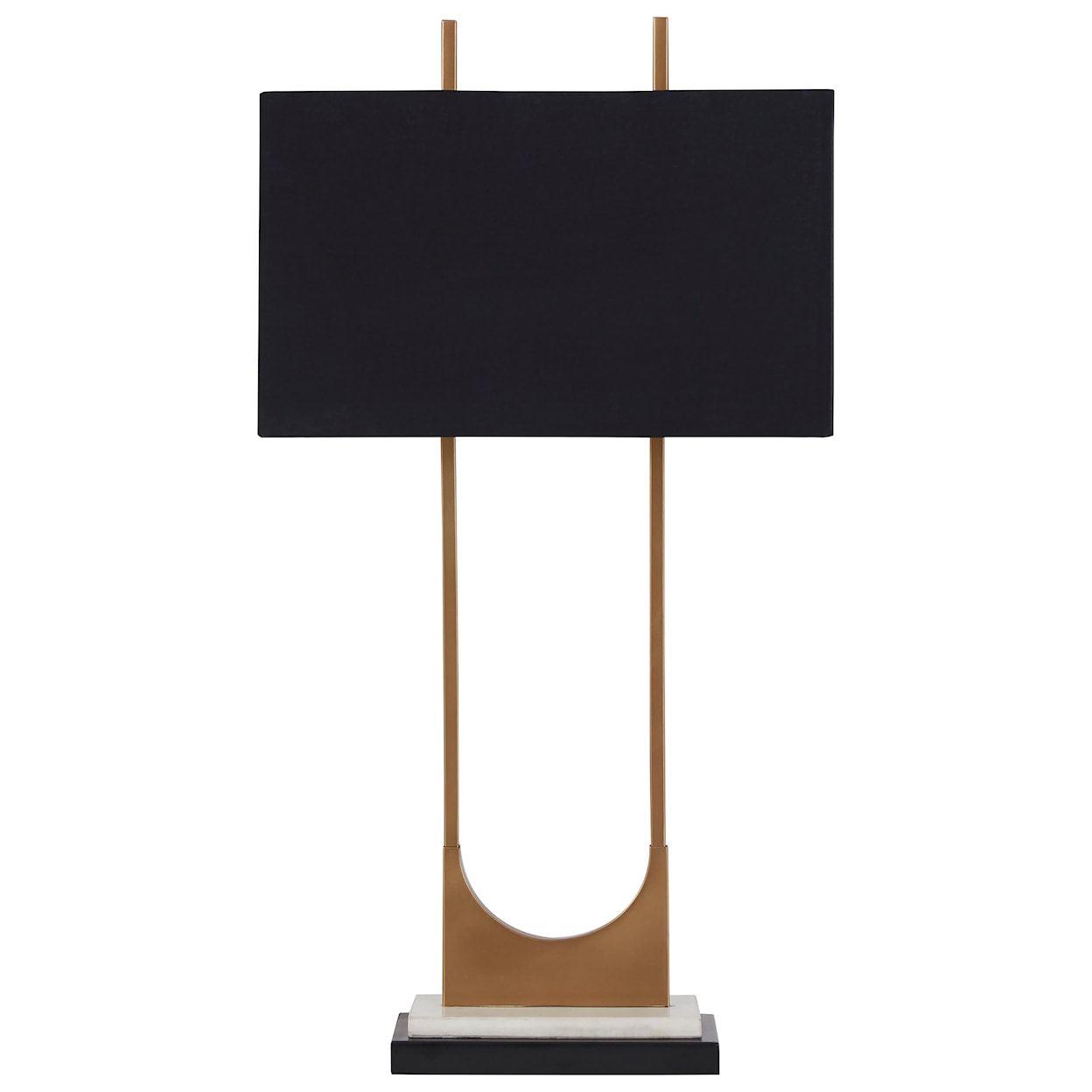 Ashley Furniture Signature Design Lamps - Contemporary Malana Brass Finish Metal Table Lamp