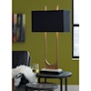Ashley Signature Design Lamps - Contemporary Malana Brass Finish Metal Table Lamp