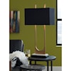 Ashley Furniture Signature Design Lamps - Contemporary Malana Brass Finish Metal Table Lamp