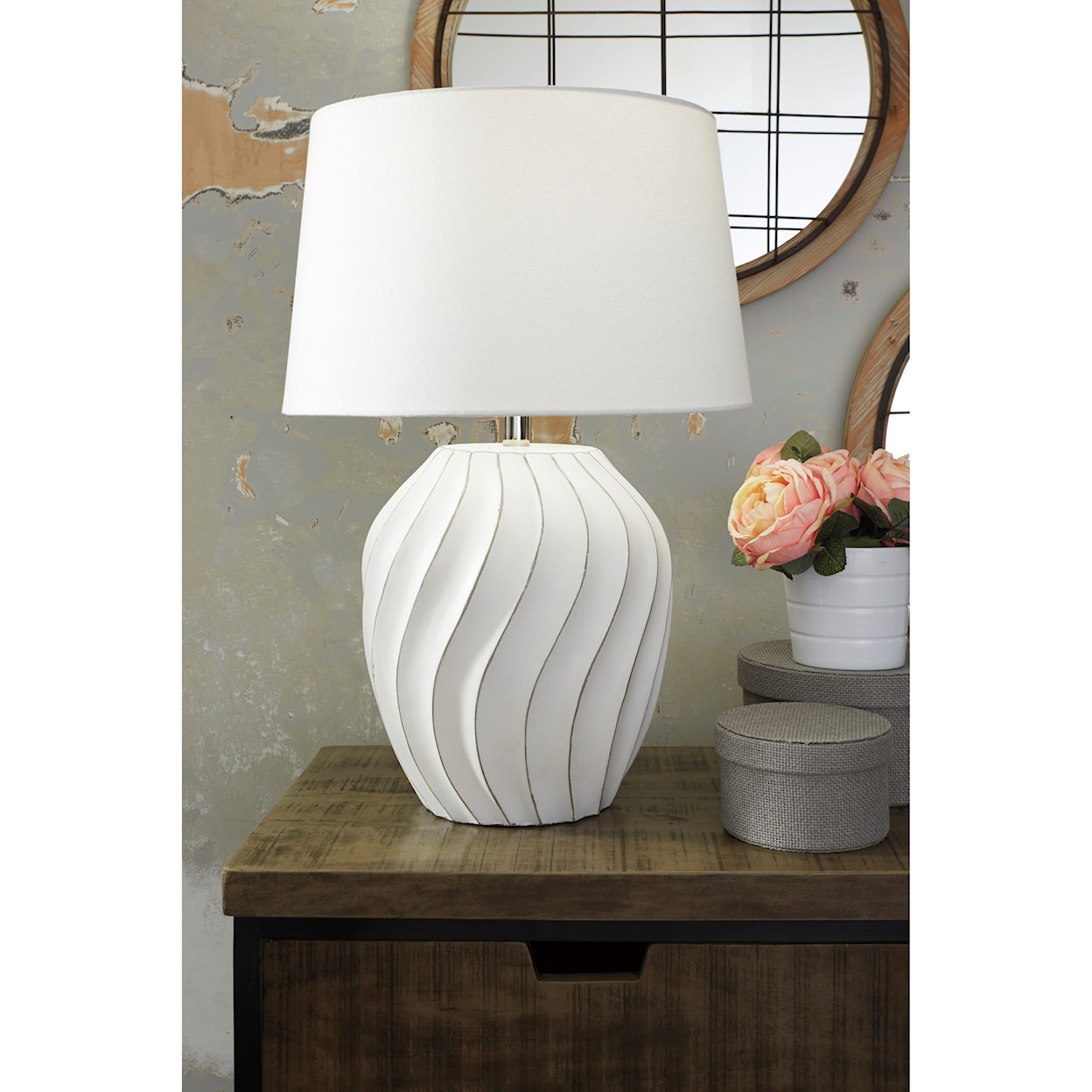 Signature Design by Ashley Lamps - Contemporary Hidago White Paper Table Lamp