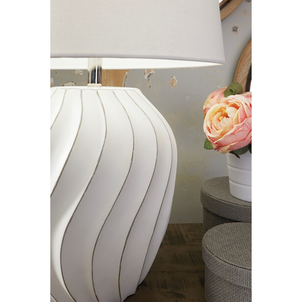 Signature Design by Ashley Lamps - Contemporary Hidago White Paper Table Lamp