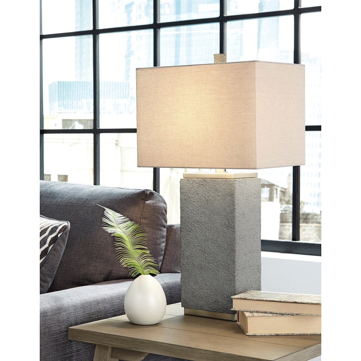 Signature Design by Ashley Lamps - Contemporary Set of 2 Amergin Faux Concrete Table Lamps