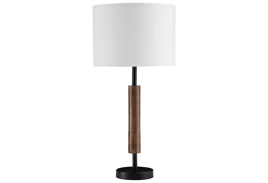 Lamps - Contemporary Set of 2 Maliny Black/Brown Wood Table Lamps by Signature Design by Ashley at Z & R Furniture