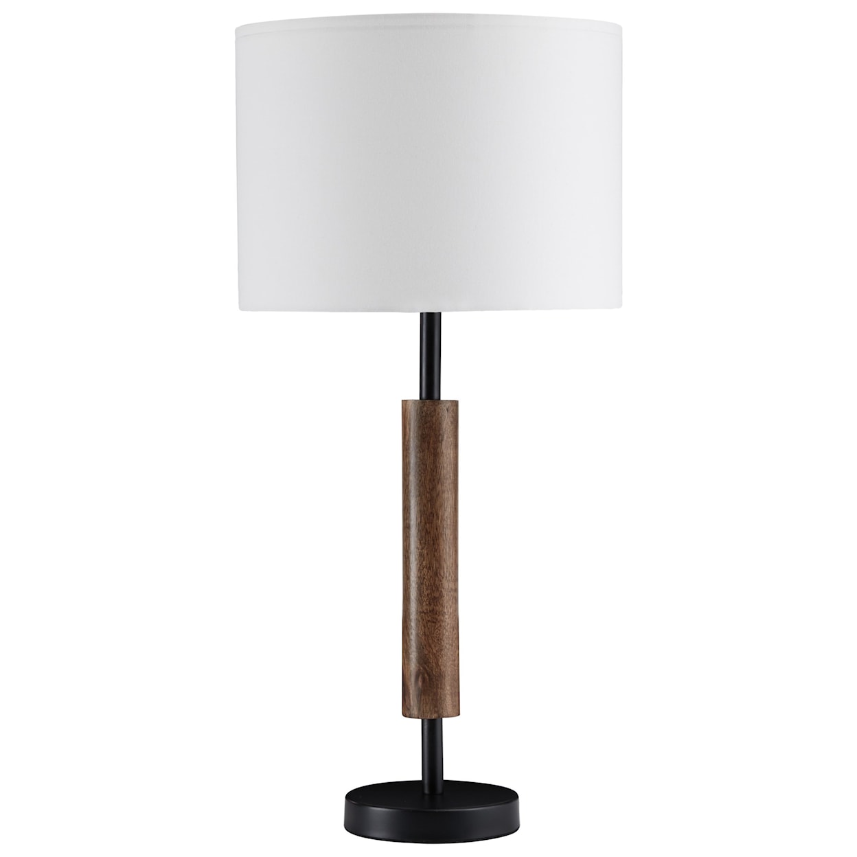 Signature Design by Ashley Lamps - Contemporary Set of 2 Maliny Black/Brown Wood Table Lamps