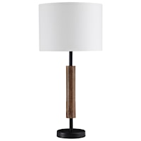 Set of 2 Maliny Black/Brown Wood Table Lamps