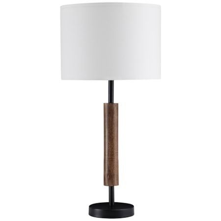 Set of 2 Maliny Black/Brown Wood Table Lamps