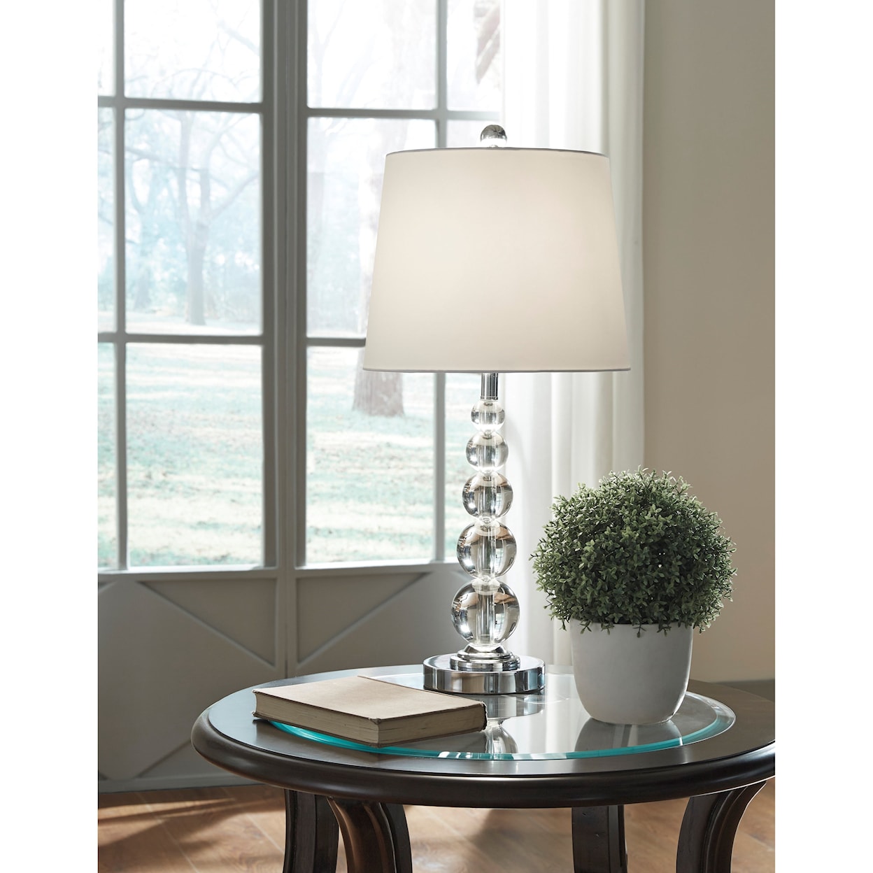Signature Design by Ashley Lamps - Contemporary Set of 2 Joaquin Clear/Silver Table Lamps