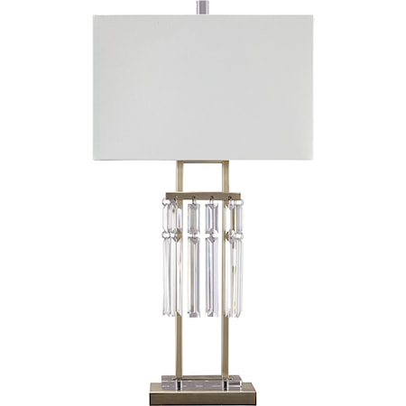 Megdalia Clear.Brass Finish Metal Table Lamp