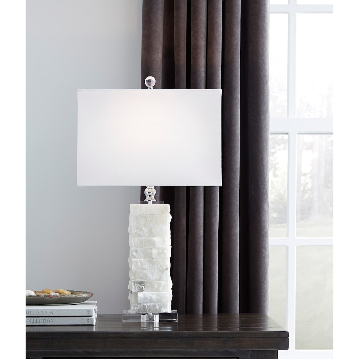 Signature Design by Ashley Lamps - Contemporary Malise White Alabaster Table Lamp