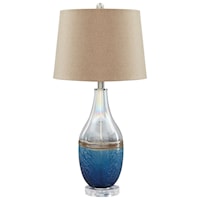 Set of 2 Johanna Blue/Clear Glass Table Lamps