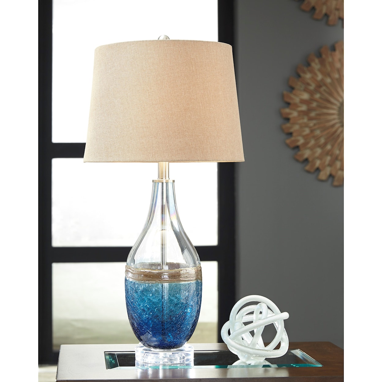 Signature Design by Ashley Lamps - Contemporary Set of 2 Johanna Glass Table Lamps