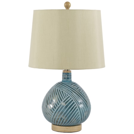 Jenaro Teal Glass Table Lamp