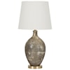 Signature Design by Ashley Lamps - Contemporary Jemarie Gray/Gold Finish Glass Table Lamp