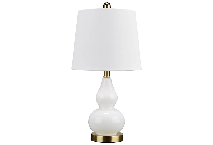 Lamps - Contemporary Makana White/Brass Glass Table Lamp by Signature Design by Ashley at Beck's Furniture
