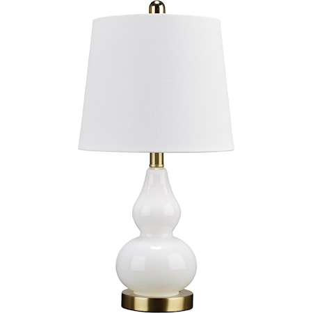 Makana White/Brass Glass Table Lamp