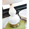Signature Design by Ashley Lamps - Contemporary Makana White/Brass Glass Table Lamp
