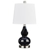 Signature Design by Ashley Lamps - Contemporary Makana Navy/Silver Glass Table Lamp