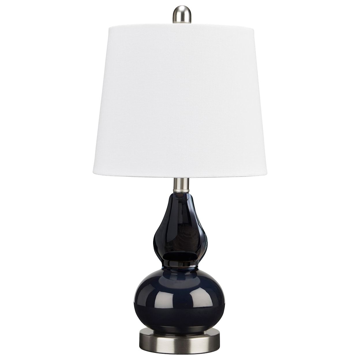 Ashley Furniture Signature Design Lamps - Contemporary Makana Navy/Silver Glass Table Lamp