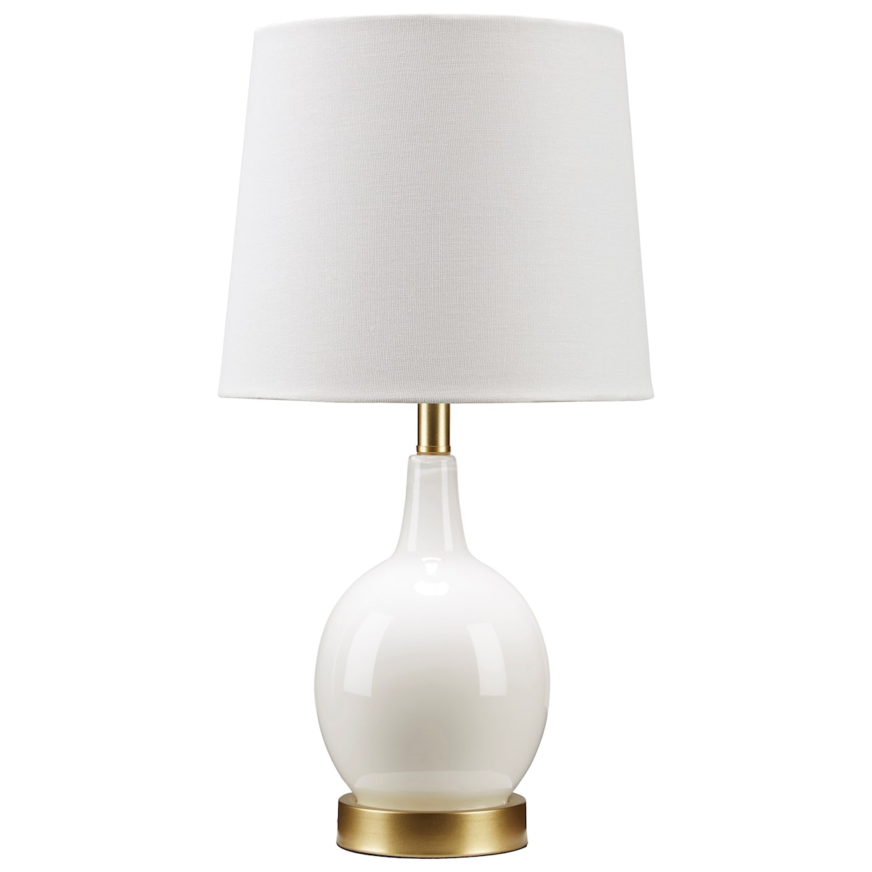 Signature Design by Ashley Lamps - Contemporary Arlomore White Glass Table Lamp