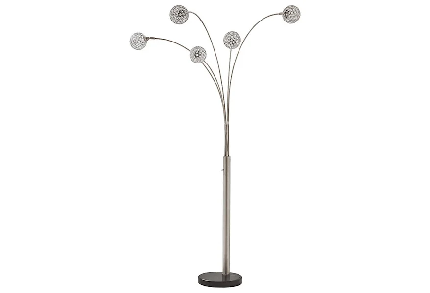 Lamps - Contemporary Winter Silver Finish Metal Arc Lamp by Signature Design by Ashley at Royal Furniture