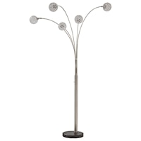 Winter Silver Finish Metal Arc Lamp with Marble Base