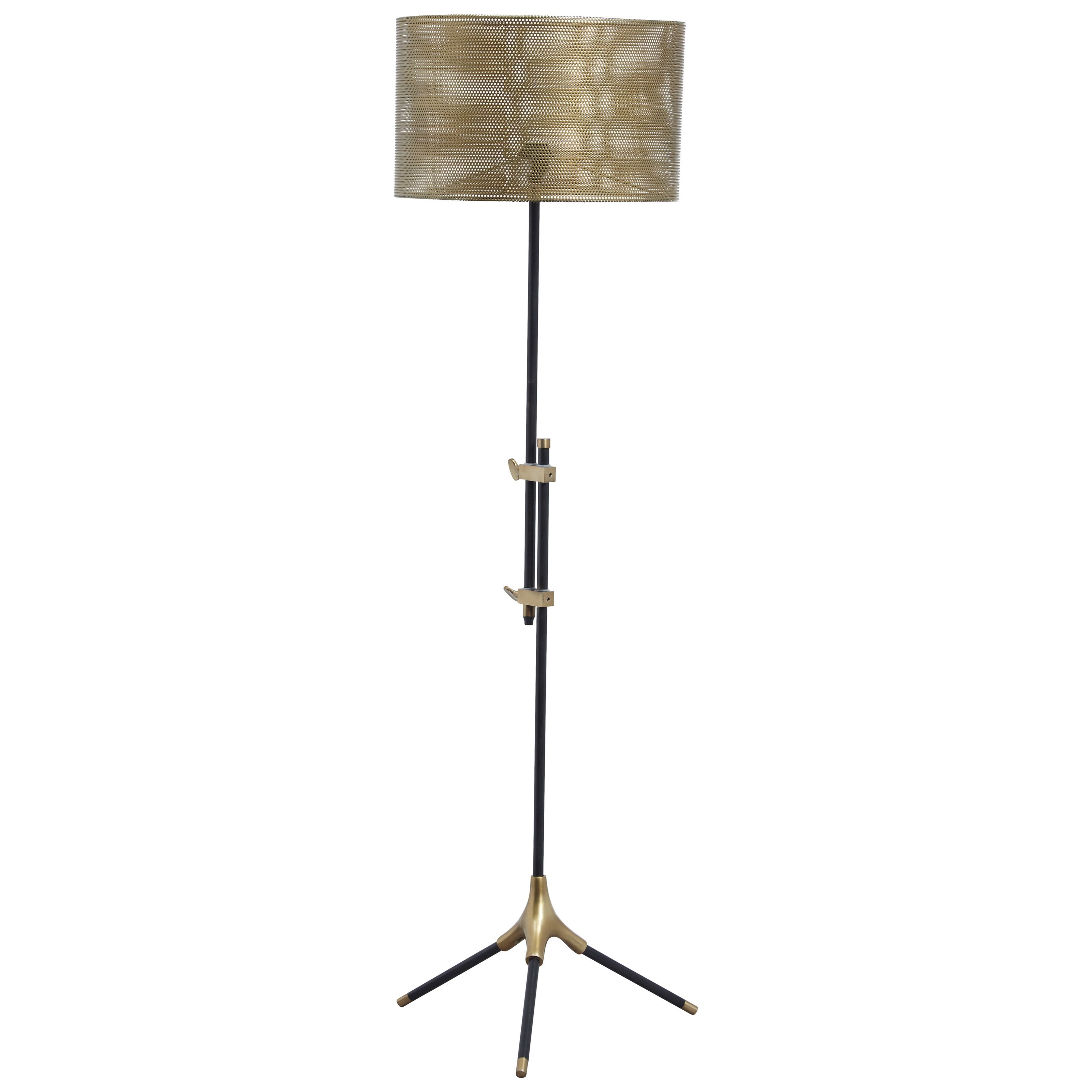 Mance Gray/Brass Finish Metal Floor Lamp