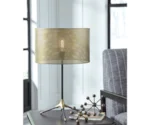 Signature Design by Ashley Lamps - Contemporary Mance Gray/Brass Finish Metal Table Lamp