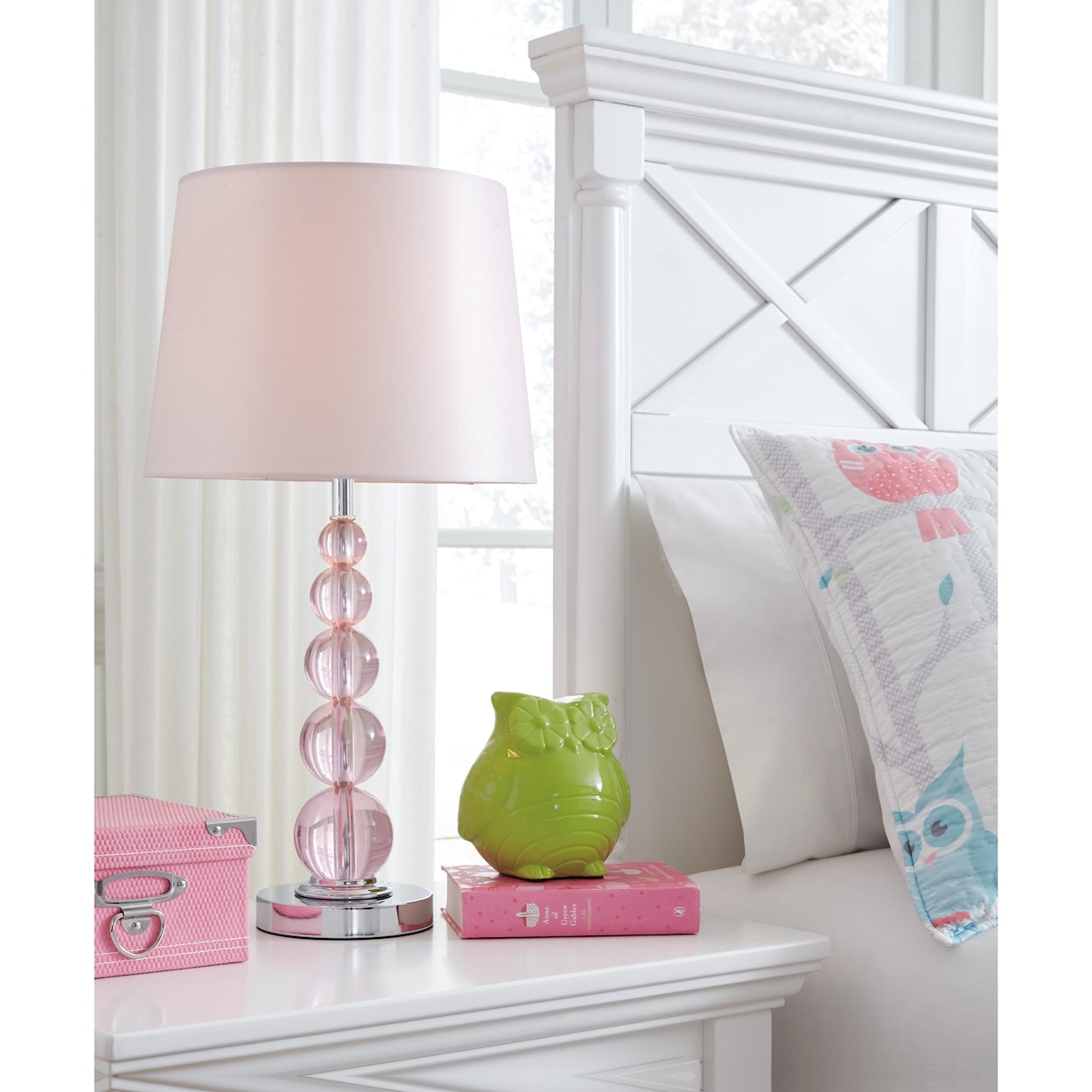Signature Design by Ashley Lamps - Contemporary Letty Pink Table Lamp