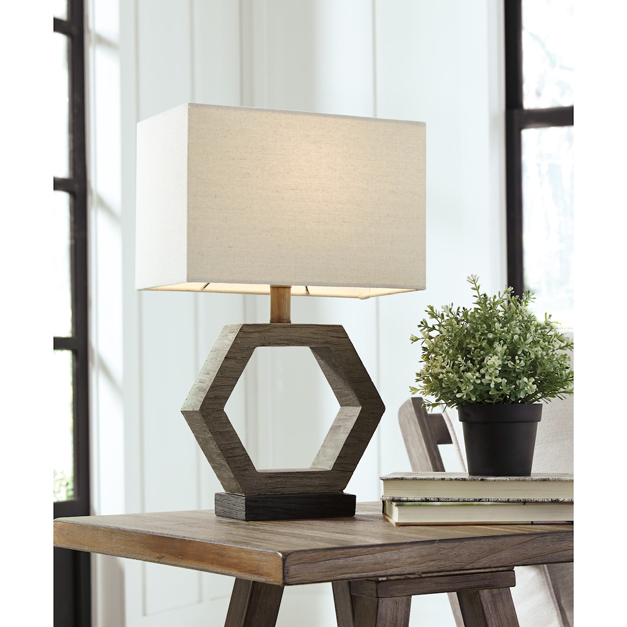 Ashley Lamps - Contemporary Marilu Faux Wood Table Lamp