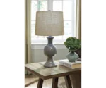 Signature Design by Ashley Lamps - Vintage Style Magdalia Gray Ceramic Table Lamp