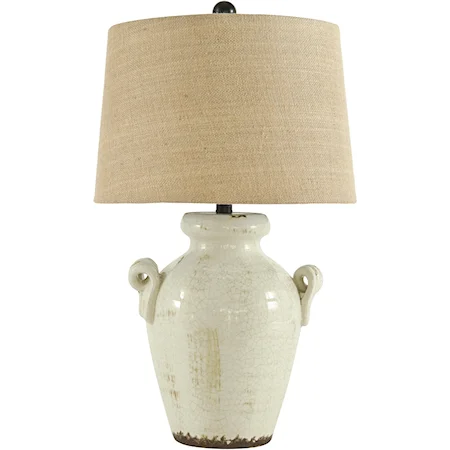 Emelda Cream Ceramic Table Lamp