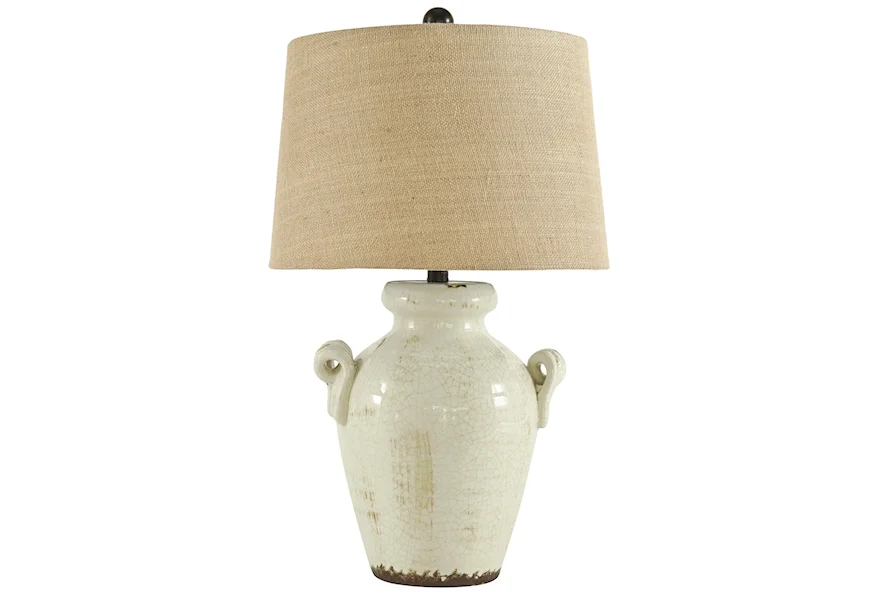 Lamps - Vintage Style Emelda Cream Ceramic Table Lamp by Signature Design by Ashley at Sam Levitz Furniture
