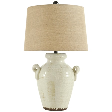 Emelda Cream Ceramic Table Lamp