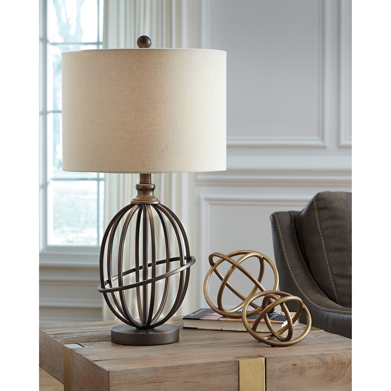 Signature Design by Ashley Lamps - Vintage Style Manase Bronze Finish Metal Table Lamp