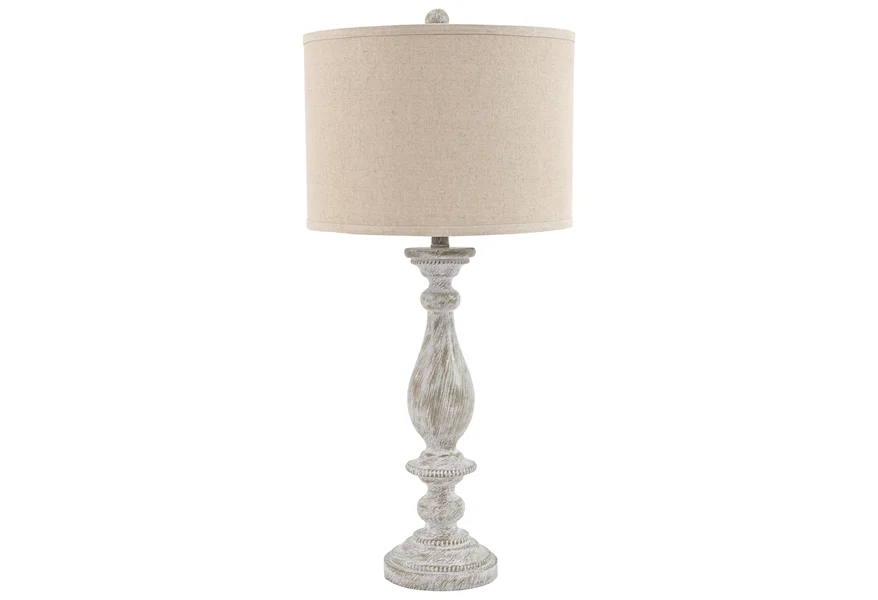 Lamps - Vintage Style Set of 2 Bernadate Whitewash Table Lamps by Signature Design by Ashley at Sparks HomeStore