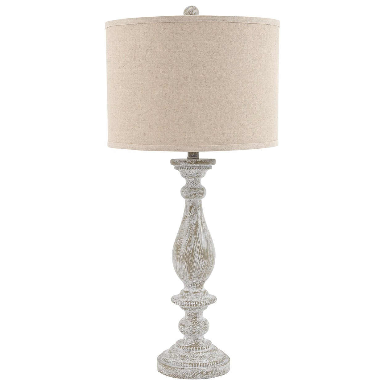 Ashley Furniture Signature Design Lamps - Vintage Style Bernadate Whitewash Table Lamp