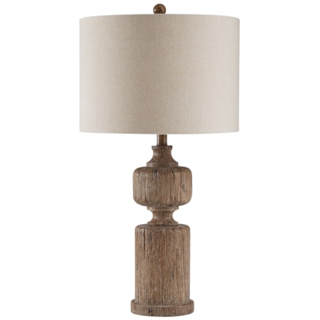 Madelief Brown Faux Wood Table Lamp