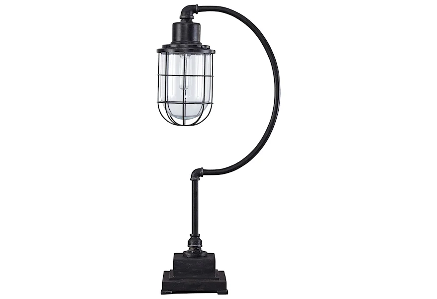 Lamps - Vintage Style Jae Antique Black Metal Desk Lamp by Signature Design by Ashley at Malouf Furniture Co.
