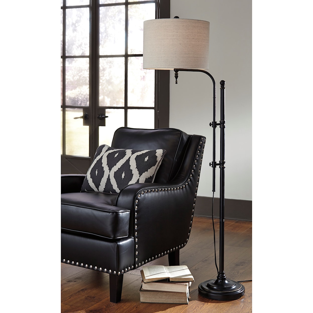 Signature Design by Ashley Lamps - Vintage Style Anemoon Black Metal Floor Lamp