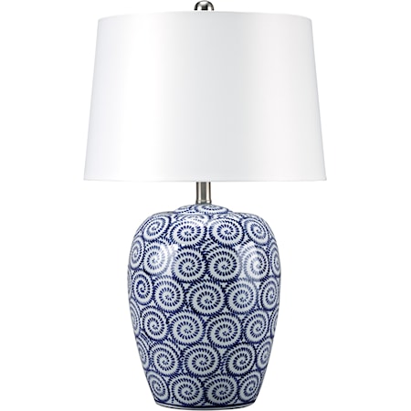 Mailini White/Blue Ceramic Table Lamp