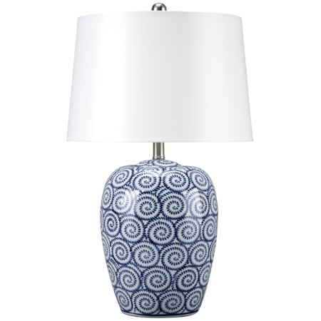 Mailini White/Blue Ceramic Table Lamp