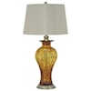 Signature Design by Ashley Lamps - Traditional Classics Ardal Amber Glass Table Lamp