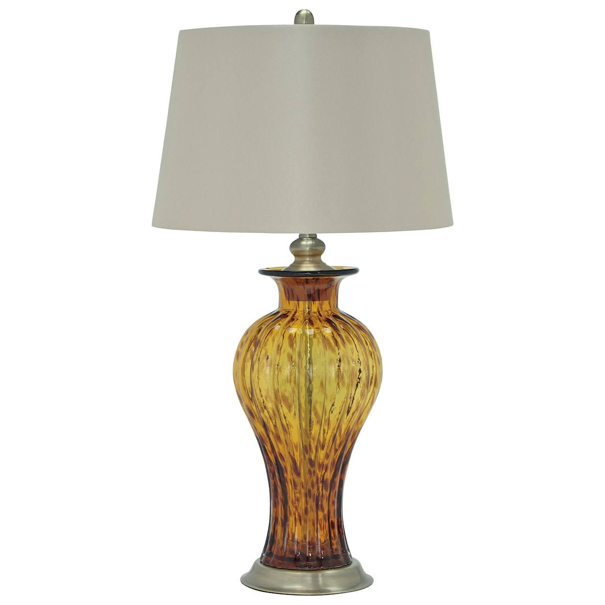 Signature Design by Ashley Lamps - Traditional Classics Ardal Amber Glass Table Lamp