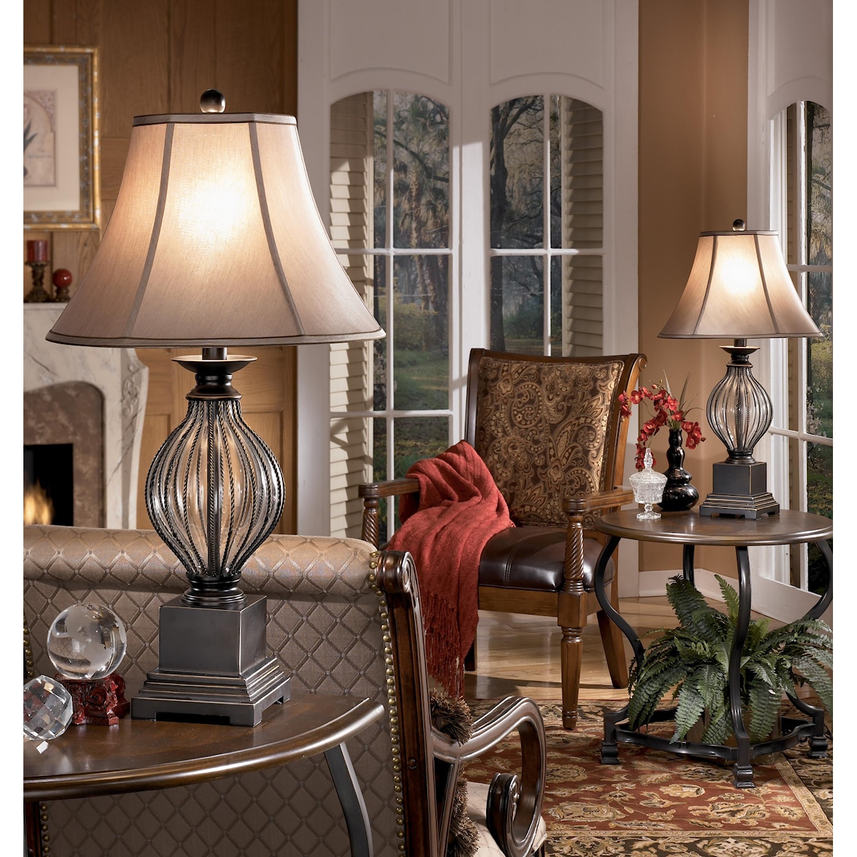 Signature Design by Ashley Lamps - Traditional Classics Set of 2 Ondreya Metal Table Lamps