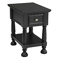 Transitional Black Chair Side End Table with Turned Legs
